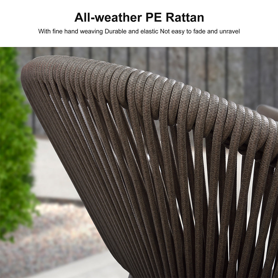 PURPLE LEAF Round Patio Dining Set with Aluminum Frame and Wicker Rattan Dining Chair with Comfortable Cushions for Deck Porch Kitchen Outdoor