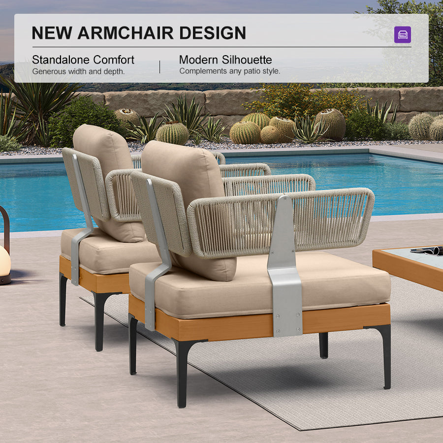 PURPLE LEAF Sicilia U-Shaped Modular Outdoor Sectional with Sunbrella Khaki Cushions Flexible Layout for Commercial Outdoor Spaces
