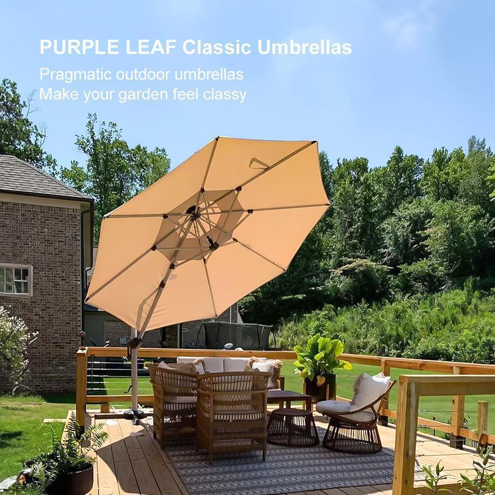 PURPLE LEAF Round Cantilever Patio Umbrella Heavy Duty Umbrella for Porch Garden Pool