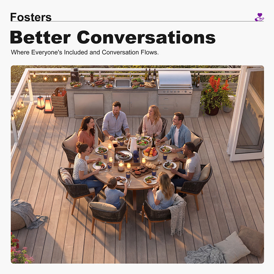 PURPLE LEAF Round Patio Dining Set with Aluminum Frame and Wicker Rattan Dining Chair with Comfortable Cushions for Deck Porch Kitchen Outdoor