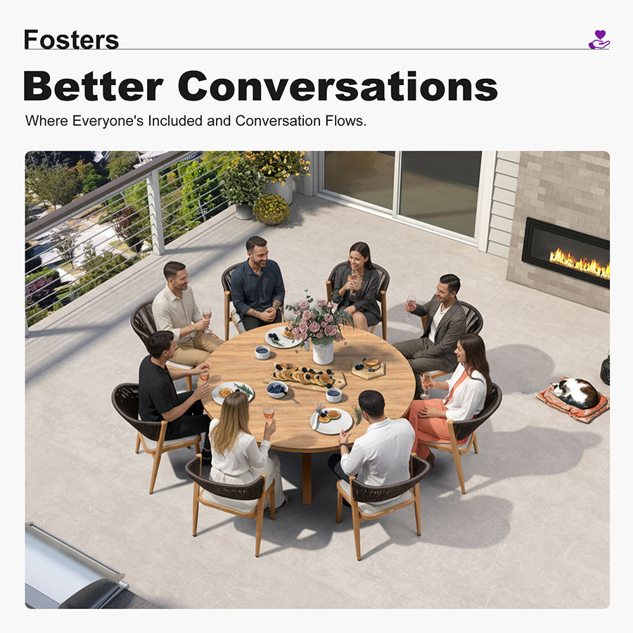 PURPLE LEAF Round Patio Dining Set with Aluminum Frame and Wicker Rattan Dining Chair with Comfortable Cushions for Deck Porch Kitchen Outdoor