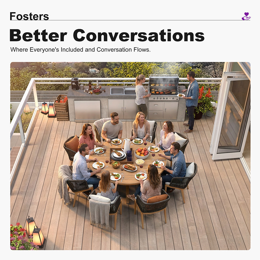 PURPLE LEAF Round Patio Dining Set with Aluminum Frame and Wicker Rattan Dining Chair with Comfortable Cushions for Deck Porch Kitchen Outdoor