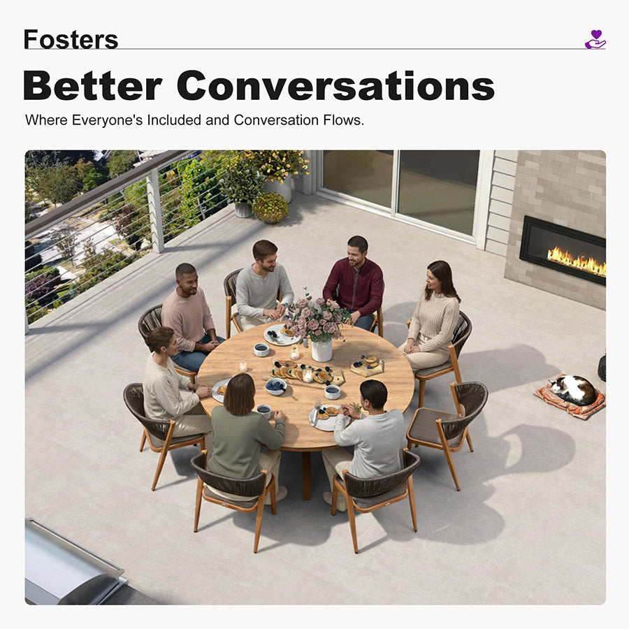 PURPLE LEAF Round Patio Dining Set with Aluminum Frame and Wicker Rattan Dining Chair with Comfortable Cushions for Deck Porch Kitchen Outdoor