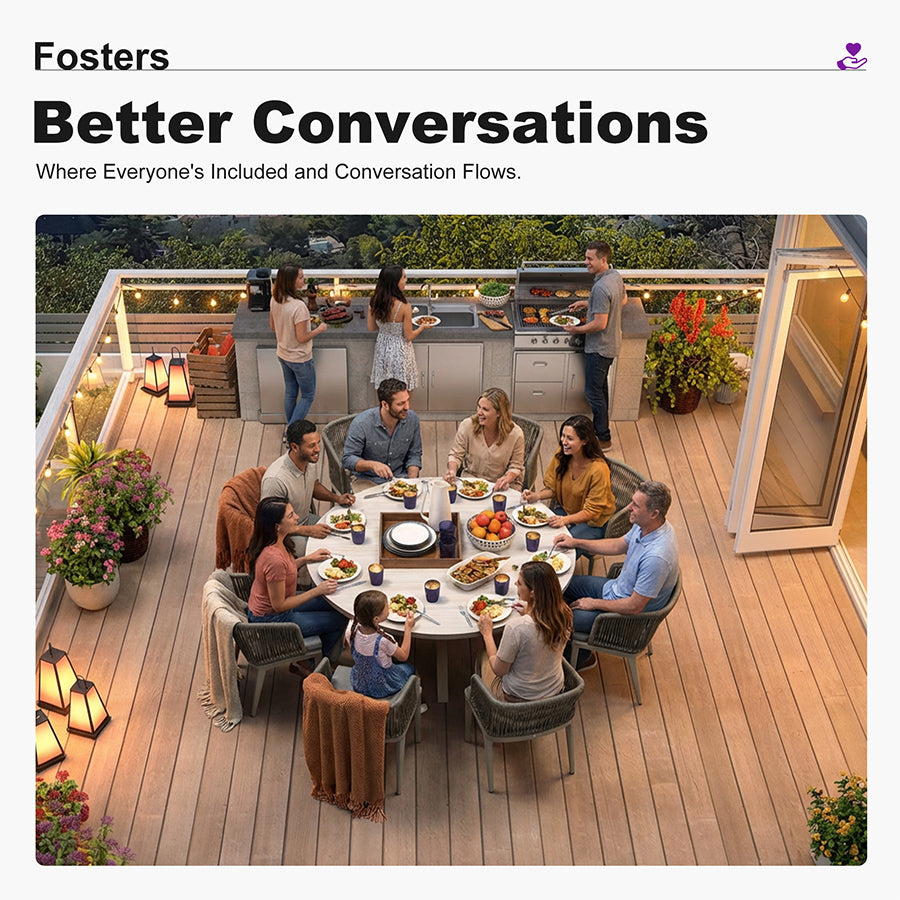 PURPLE LEAF Round Patio Dining Set with Aluminum Frame and Wicker Rattan Dining Chair with Comfortable Cushions for Deck Porch Kitchen Outdoor