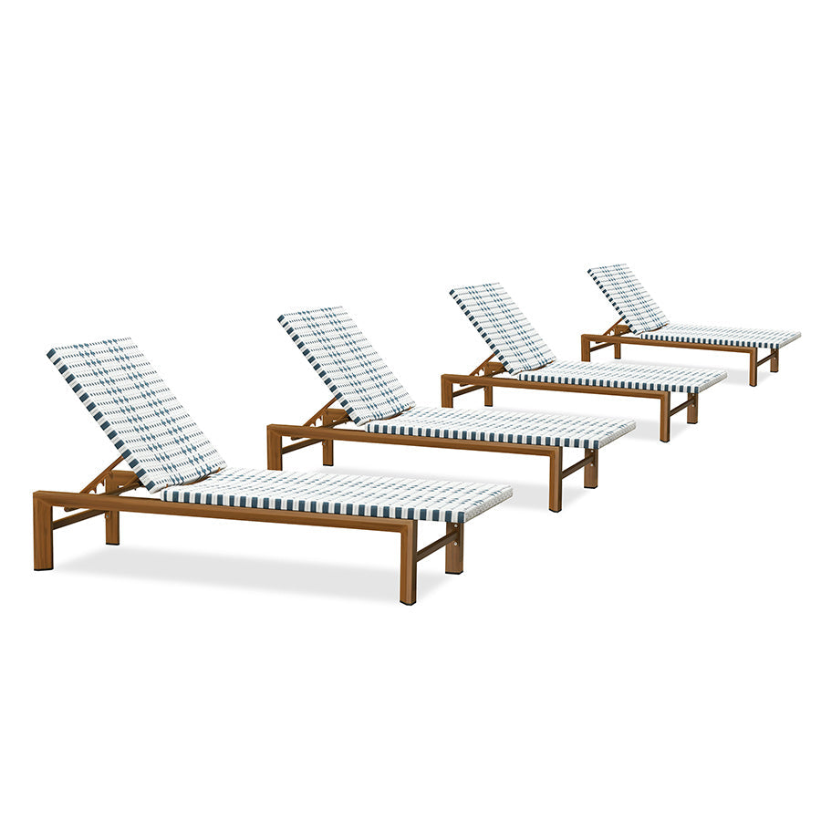 PURPLE LEAF Outdoor Teak Chaise Lounge Chair, Wood Grain Aluminum Outdoor Pool Lounge Chairs with Adjustable Backrest, Breathable Recliner for Patio, Poolside, Garden