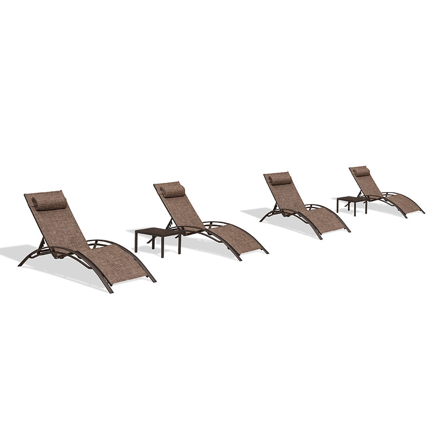 PURPLE LEAF Outdoor Chaise Lounge Chair  Patio Pool Lounger Bronze Aluminum Chairs with Side Table Adjustable Tanning Recliner for Outside Backyard Yard Deck Balcony Beach