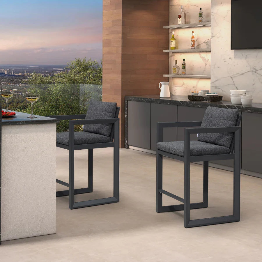 PURPLE LEAF Caesar Bar Stools Modern Aluminum Barstools with Stainless Removable Cushion for Kitchen Outside Island Backyard