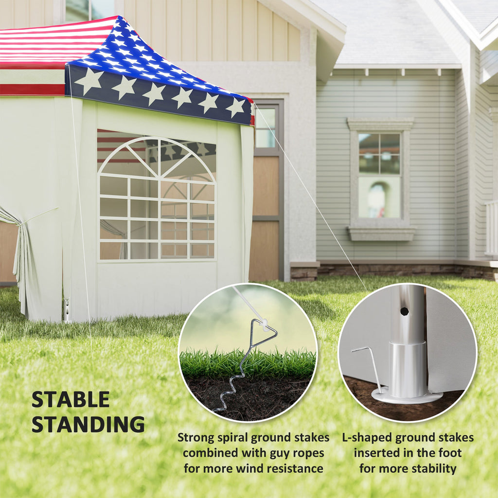 22.3' x 16.4' Party Tent with Sidewalls, American Flag