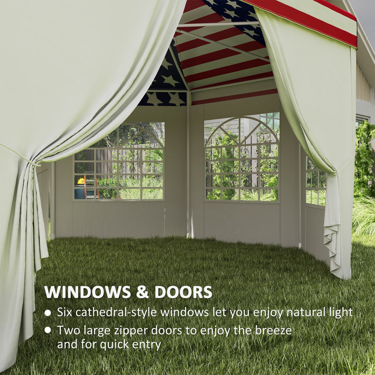 22.3' x 16.4' Party Tent with Sidewalls, American Flag