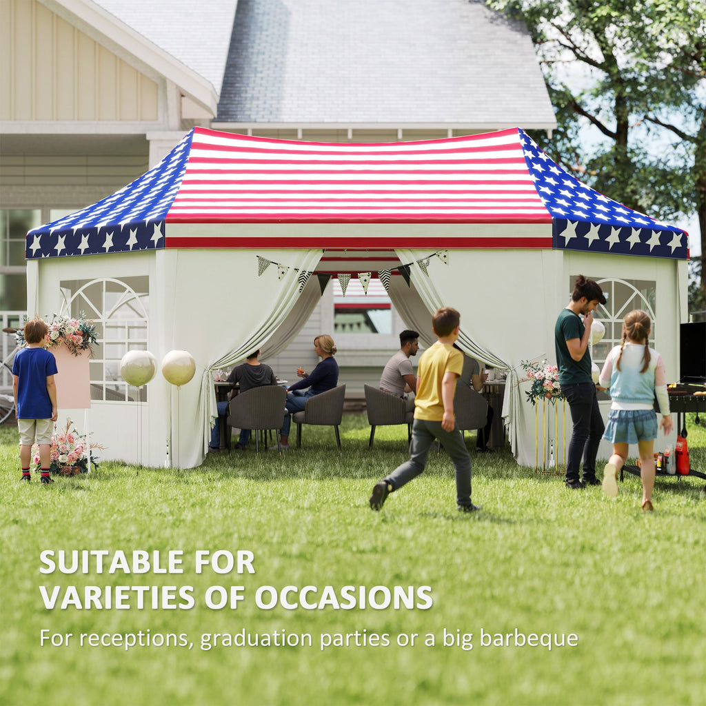 22.3' x 16.4' Party Tent with Sidewalls, American Flag