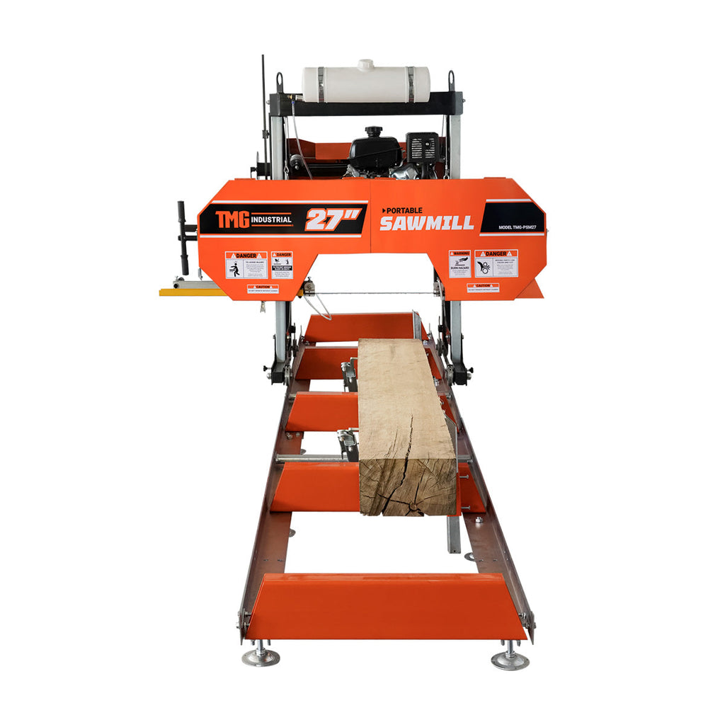 27” Portable Sawmill, 10’ Log Length Capacity, 27” Log Diameter, 15 HP RATO-R420 Engine, 12-¾’ Track Length (Extensions Available), TMG-PSM27R