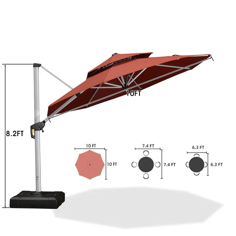 PURPLE LEAF Large Round Patio Cantilever Umbrella With Base for Deck, Pool, Backyard