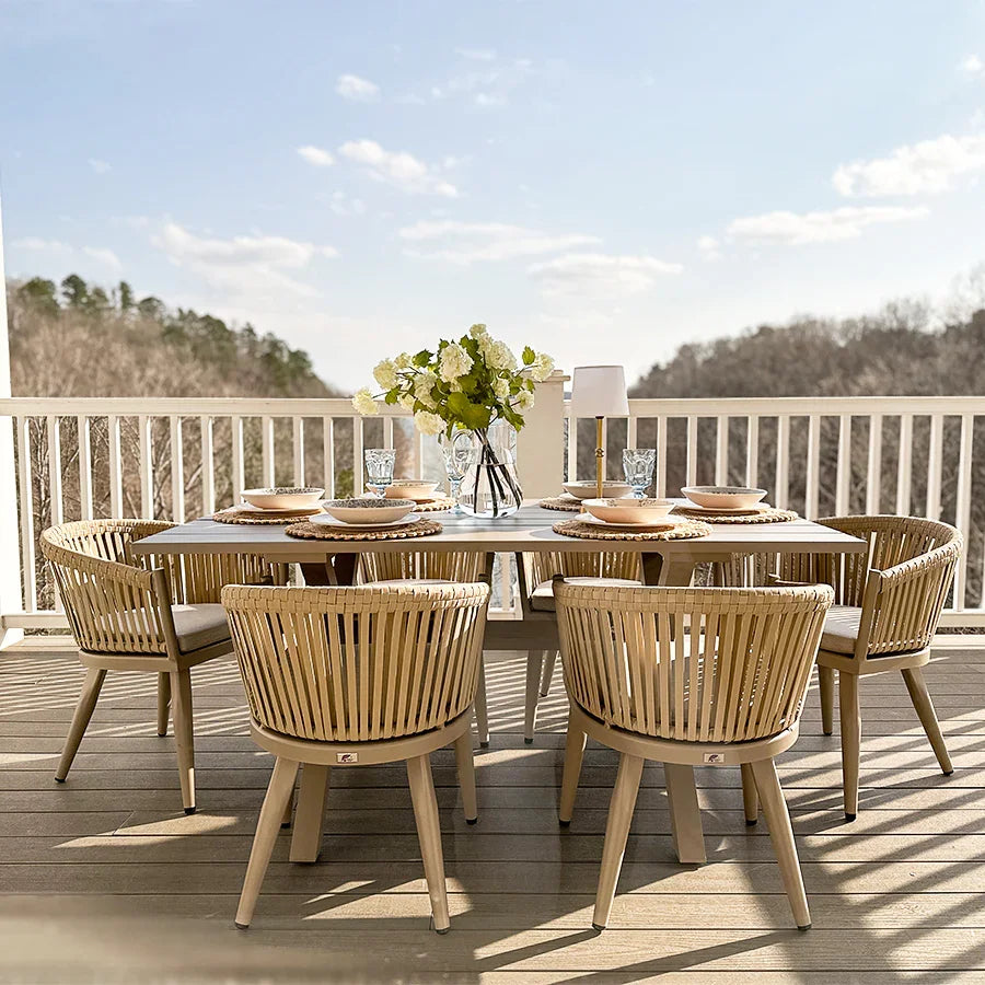 PURPLE LEAF 7/9/11 Pieces Outdoor Dining Set Aluminum Table & Wicker Rattan Chairs Modern Patio Furniture Set for Deck