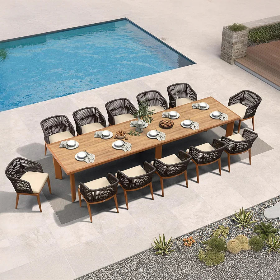 PURPLE LEAF Patio Dining Set with Sunbrella Fabric Cushions and Aluminum Table All-Weather Wicker Patio Table Set for Deck