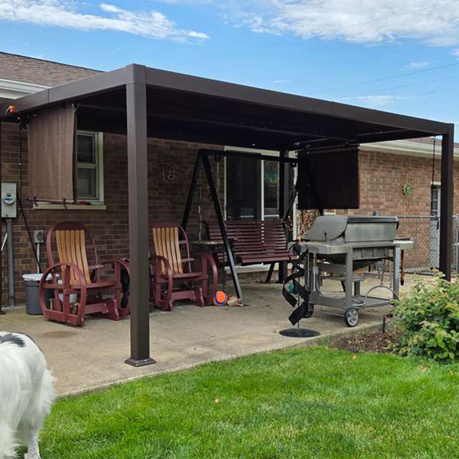 PURPLE LEAF Caesar Louvered Pergola Outdoor Adjustable Roof Modern Patio Aluminum Pergola for Deck Backyard Garden Hardtop Gazebo Bronze