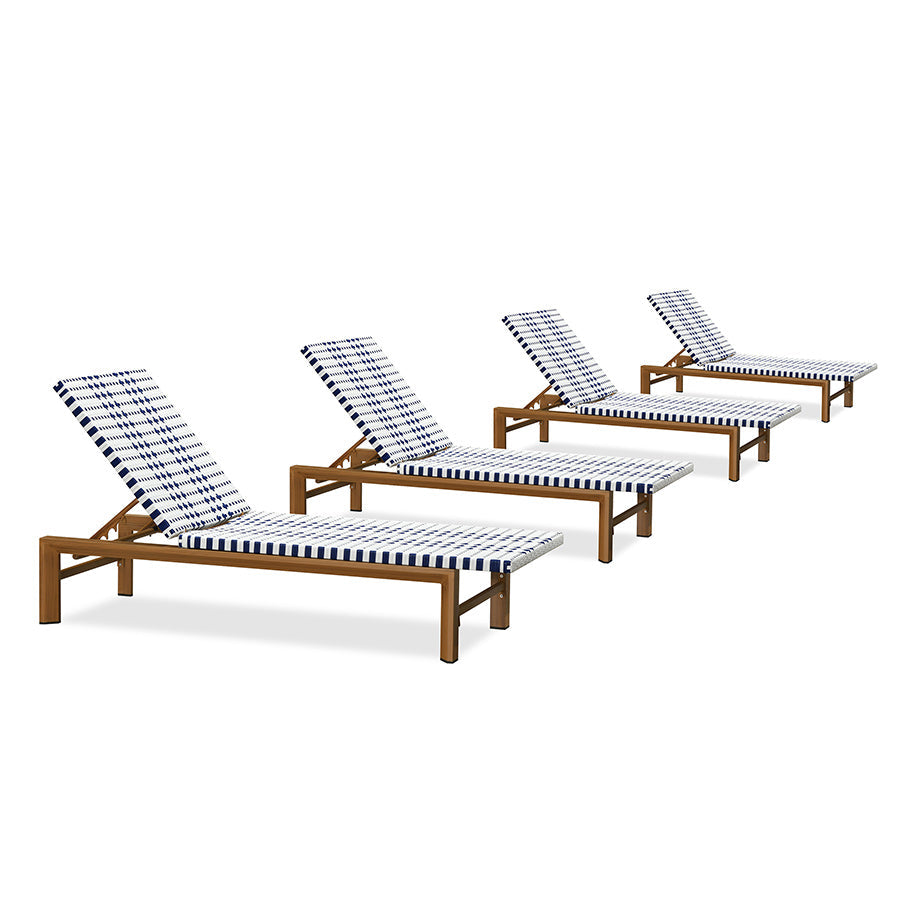 PURPLE LEAF Outdoor Teak Chaise Lounge Chair, Wood Grain Aluminum Outdoor Pool Lounge Chairs with Adjustable Backrest, Breathable Recliner for Patio, Poolside, Garden