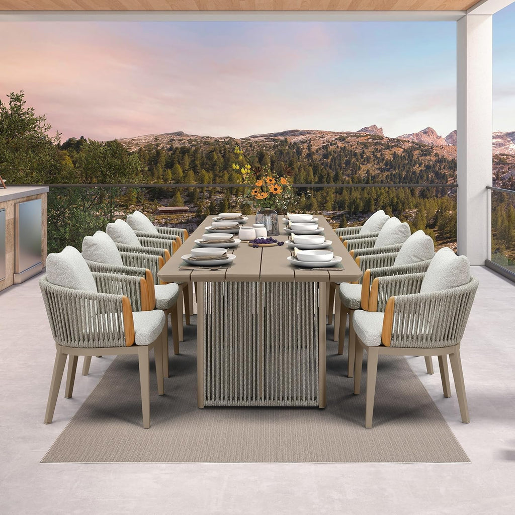 PURPLE LEAF Hailar Outdoor Dining Set for Family, Aluminum Outdoor Patio Table and Chairs Set with Olefin Cushions, Patio Furniture Set for Garden or Deck