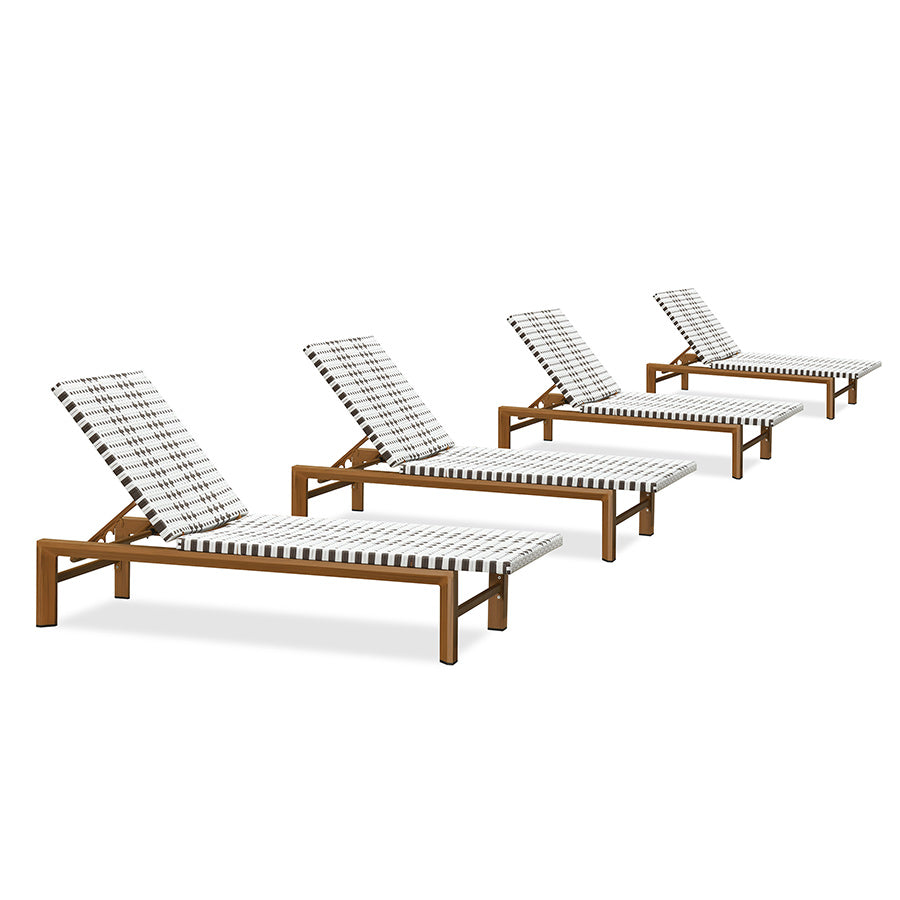PURPLE LEAF Outdoor Teak Chaise Lounge Chair, Wood Grain Aluminum Outdoor Pool Lounge Chairs with Adjustable Backrest, Breathable Recliner for Patio, Poolside, Garden
