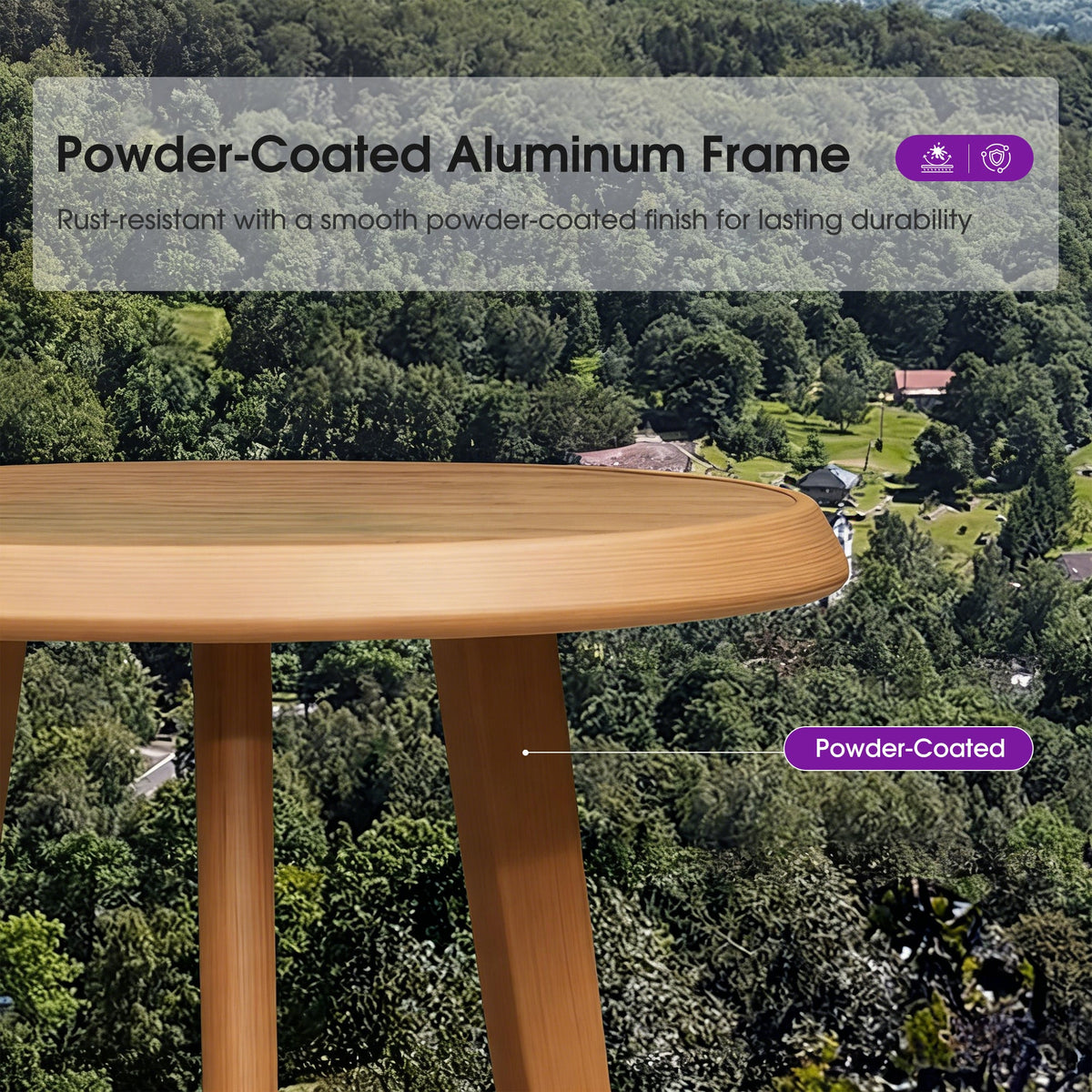 PURPLE LEAF Outdoor Bar Table Patio Dining Table Coffee Kitchen Breakfast Bistro Pub Bar Table for Patio Poolside