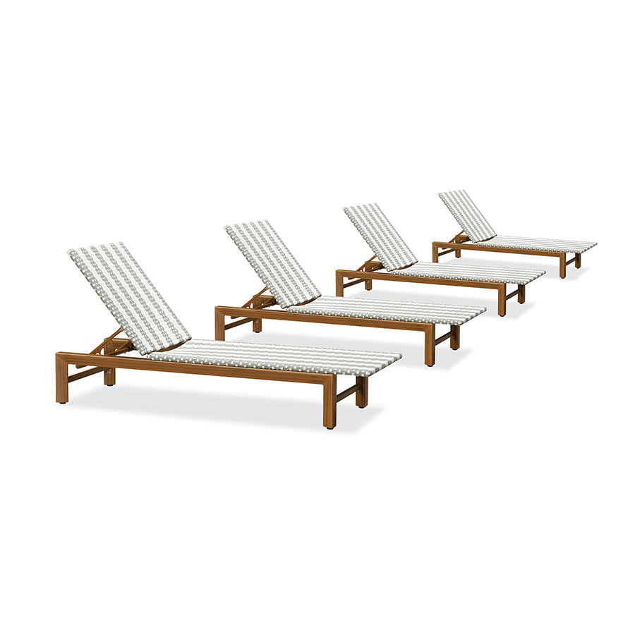 PURPLE LEAF Outdoor Teak Chaise Lounge Chair, Wood Grain Aluminum Outdoor Pool Lounge Chairs with Adjustable Backrest, Breathable Recliner for Patio, Poolside, Garden