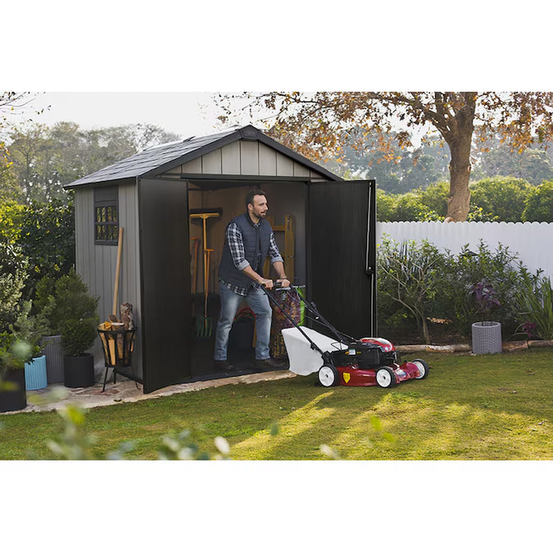 7-Ft X 7-Ft Outdoor Modern Gray Gable Roof Plastic Resin Storage Shed