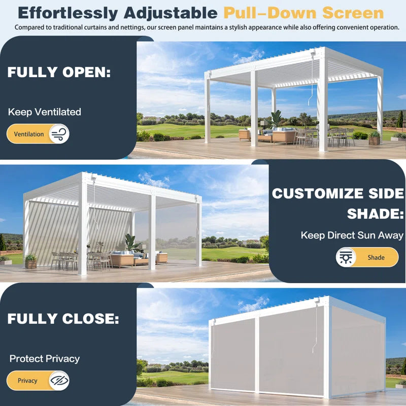 Erommy Aluminum Louvered Pergola, Outdoor Pergola with Adjustable Louvered Roof