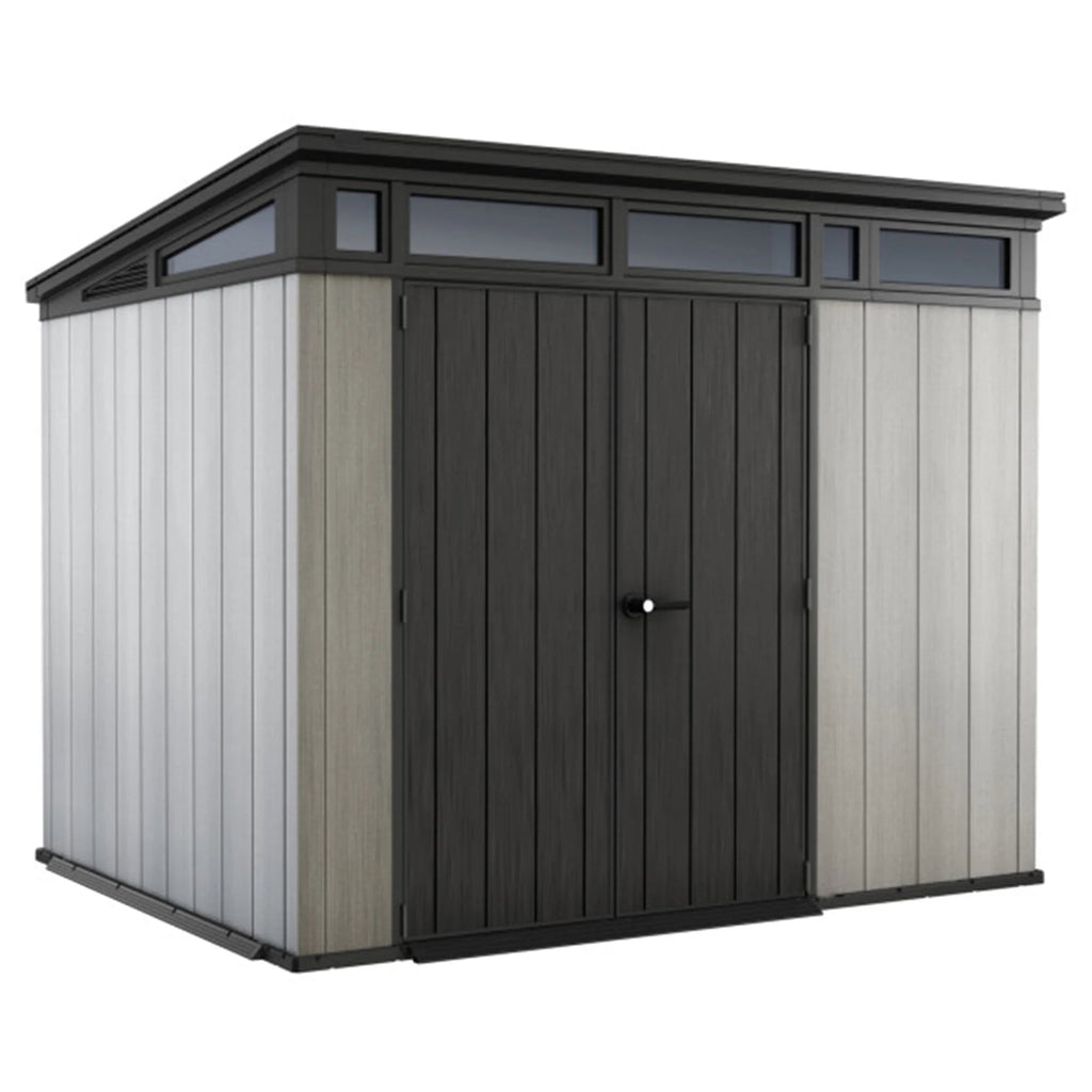 Grand abri extérieur 9X7 Foot avec plancher, design moderne, gris