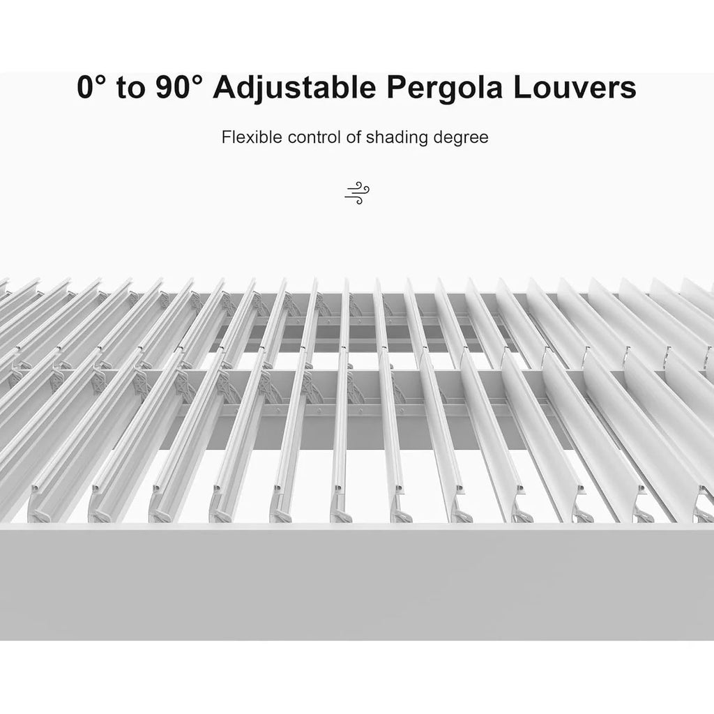 Hanso Home Louvered Pergola Modern White Pergola with Adjustable Roof for Deck Backyard Garden
