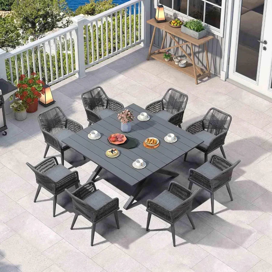 PURPLE LEAF Outdoor Dining Set All-Weather PE Rattan Outdoor Patio Furniture Set with Aluminum Frame