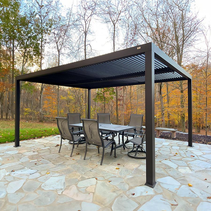 PURPLE LEAF Athena Louvered Pergola Outdoor Aluminum Pergola with Adjustable Roof for Deck Backyard Garden Hardtop Gazebo