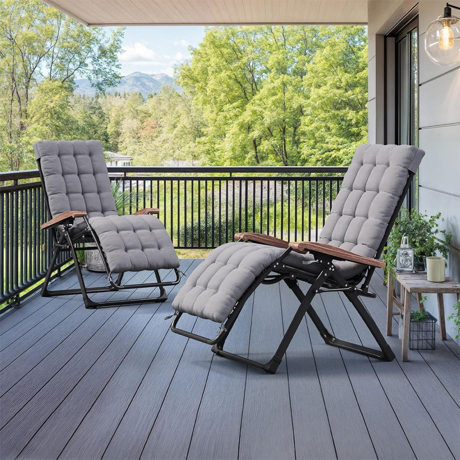PURPLE LEAF Outdoor Reclining Chair Patio Zero Gravity Chaise Lounge Folding Chair with Removable Cushion Adjustable Headrest for Lawn Camping Beach Pool