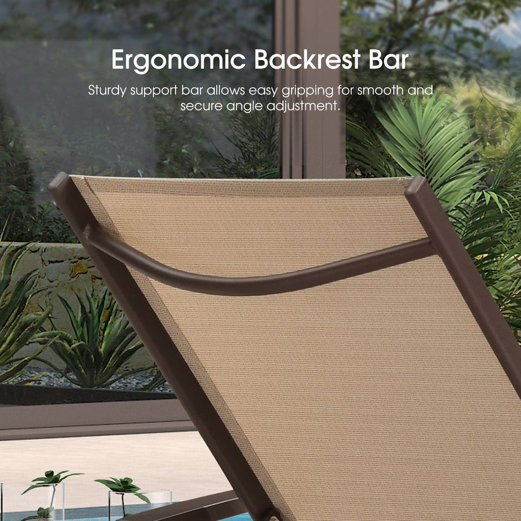 PURPLE LEAF Outdoor Chaise Lounge Chair Patio Pool Lounger Aluminum Chairs with Side Table and Wheels Adjustable Tanning Recliner with Armrests for Outside Backyard Deck Beach