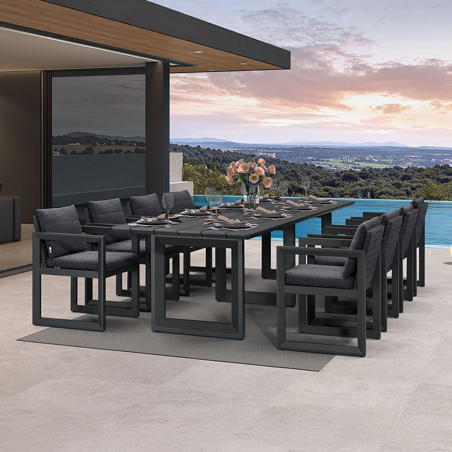 PURPLE LEAF Caesar Outdoor Dining Set Aluminum Luxury Patio Furniture Table and Chairs Set with Olifen Removable Thick Cushion and Pillow Patio Dining Sets for Garden Deck