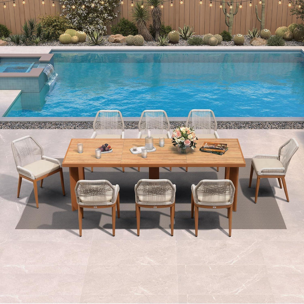 PURPLE LEAF 7/9/11 Pieces Patio Dining Set with Sunbrella Cushions All-Weather Wicker Patio Table and Chairs for Deck, Garden