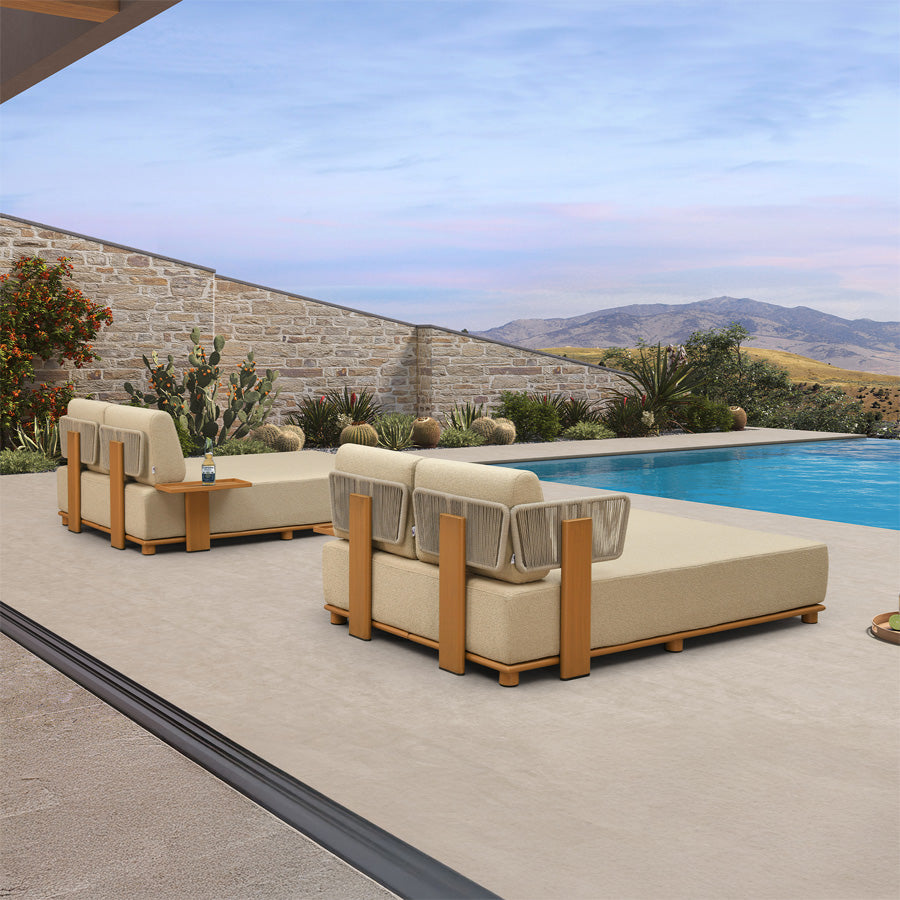 PURPLE LEAF Outdoor Luxury Daybed for Patio,  Poolside Chaise Lounge Bed with Cushion, Olefin Blend Fabric, Aluminum Frame Sunbed for Deck and Backyard