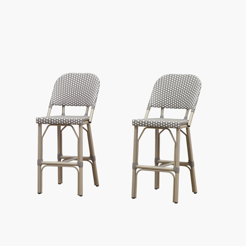 PURPLE LEAF Outdoor Bar Height Stools Set of 2 French Country Patio Rattan Bar Stool Chairs Outdoor Armless Barstools for Porch Garden Indoor Kitchen