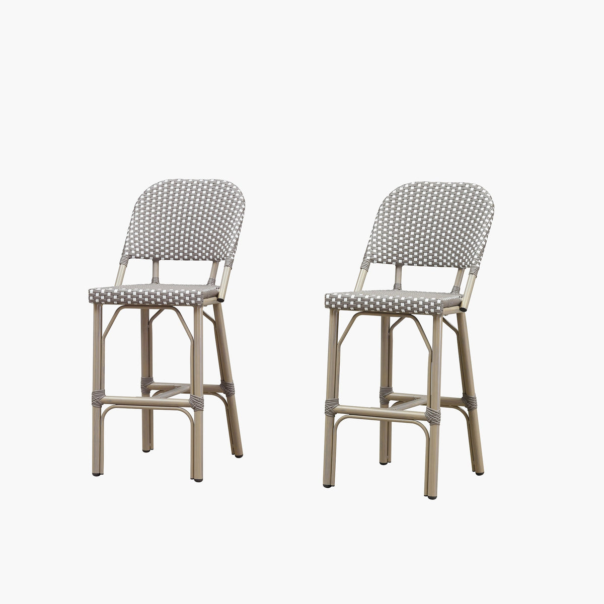 PURPLE LEAF Outdoor Bar Height Stools Set of 2 French Country Patio Rattan Bar Stool Chairs Outdoor Armless Barstools for Porch Garden Indoor Kitchen