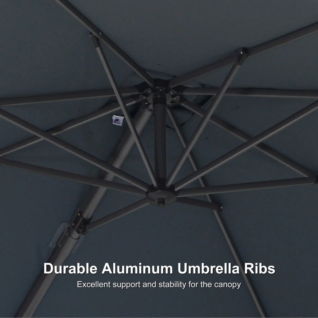 PURPLE LEAF Pool Umbrella Outdoor Cantilever Umbrella with In-ground Base
