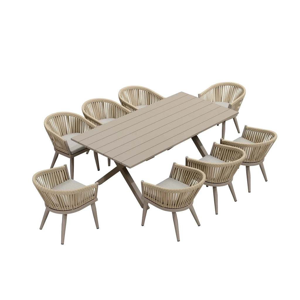 PURPLE LEAF 7/9/11 Pieces Outdoor Dining Set Aluminum Table & Wicker Rattan Chairs Modern Patio Furniture Set for Deck