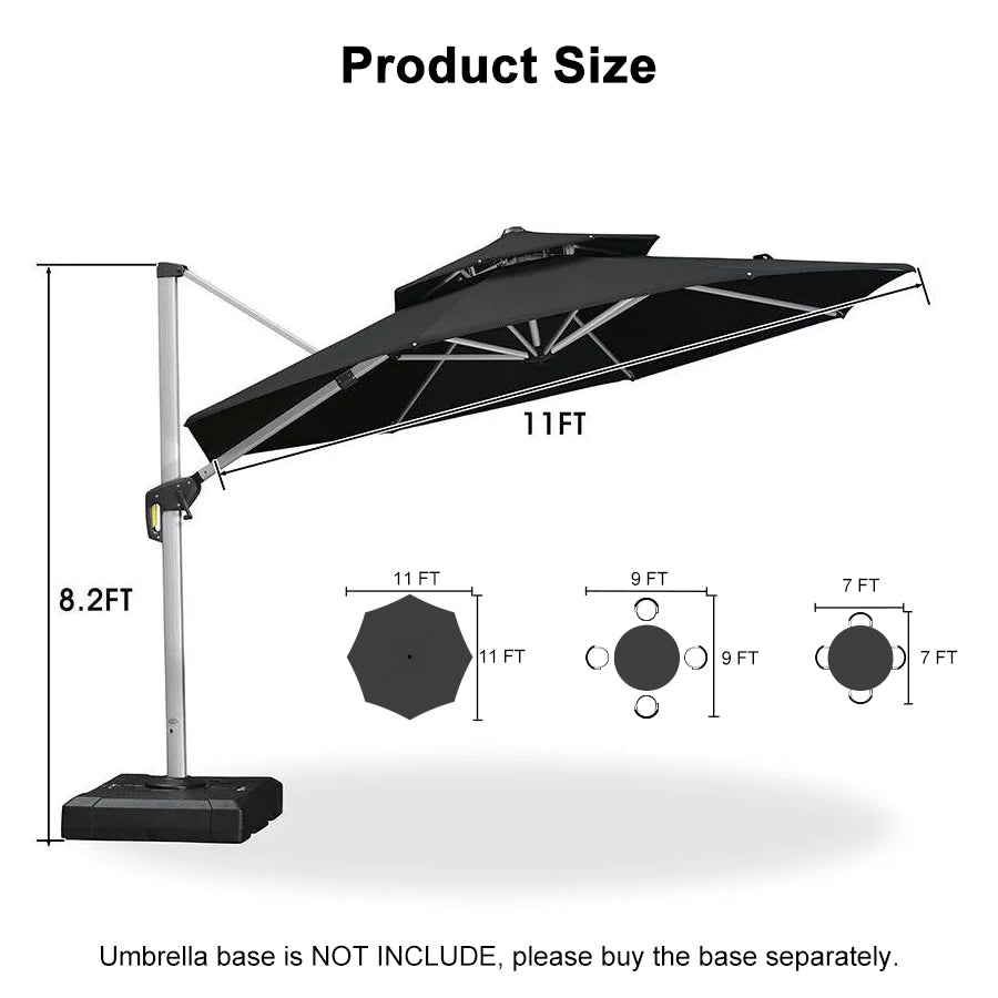 PURPLE LEAF Round Cantilever Patio Umbrella Heavy Duty Umbrella for Porch Garden Pool
