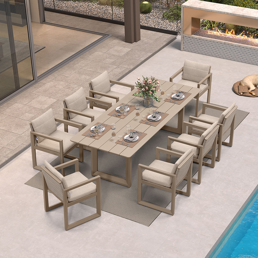 PURPLE LEAF Caesar Outdoor Dining Set Aluminum Luxury Patio Furniture Table and Chairs Set with Olifen Removable Thick Cushion and Pillow Patio Dining Sets for Garden Deck