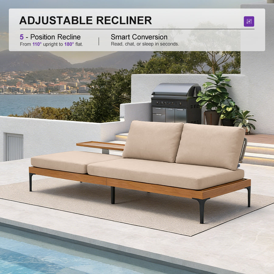 PURPLE LEAF Sicilia L-Shaped Modular Outdoor Sectional with Sunbrella Khaki Cushions Flexible Layout for Poolside Casual Lounge