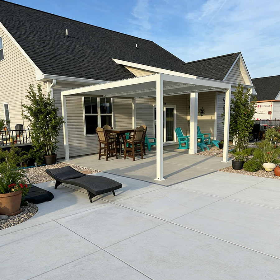 PURPLE LEAF Athena Louvered Pergola Modern White Pergola with Adjustable Roof for Deck Backyard Garden