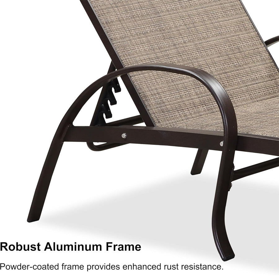 PURPLE LEAF Outdoor Chaise Lounge Patio Pool Lounger Aluminum Chairs with Side Table Adjustable Tanning Recliner for Outside Yard Deck Lawn Garden Beach
