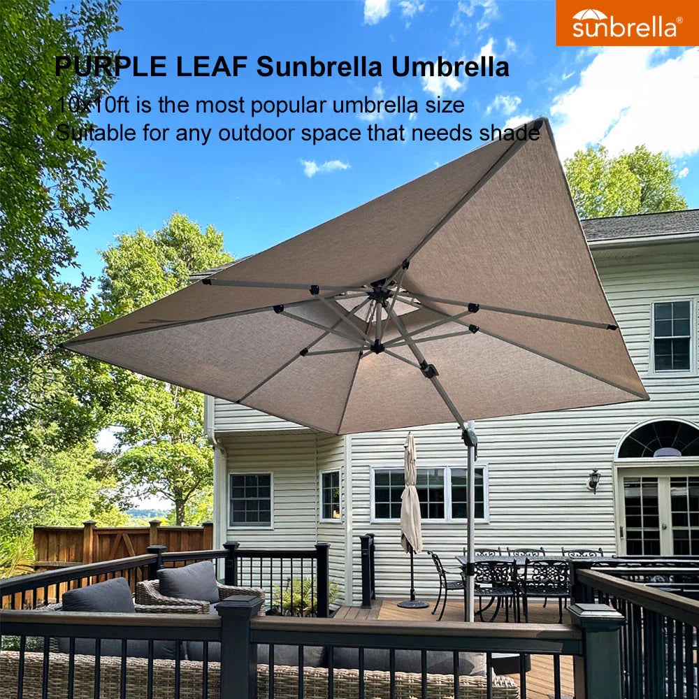 PURPLE LEAF – Parasol de terrasse Premium Classic SUNBRELLA déporté