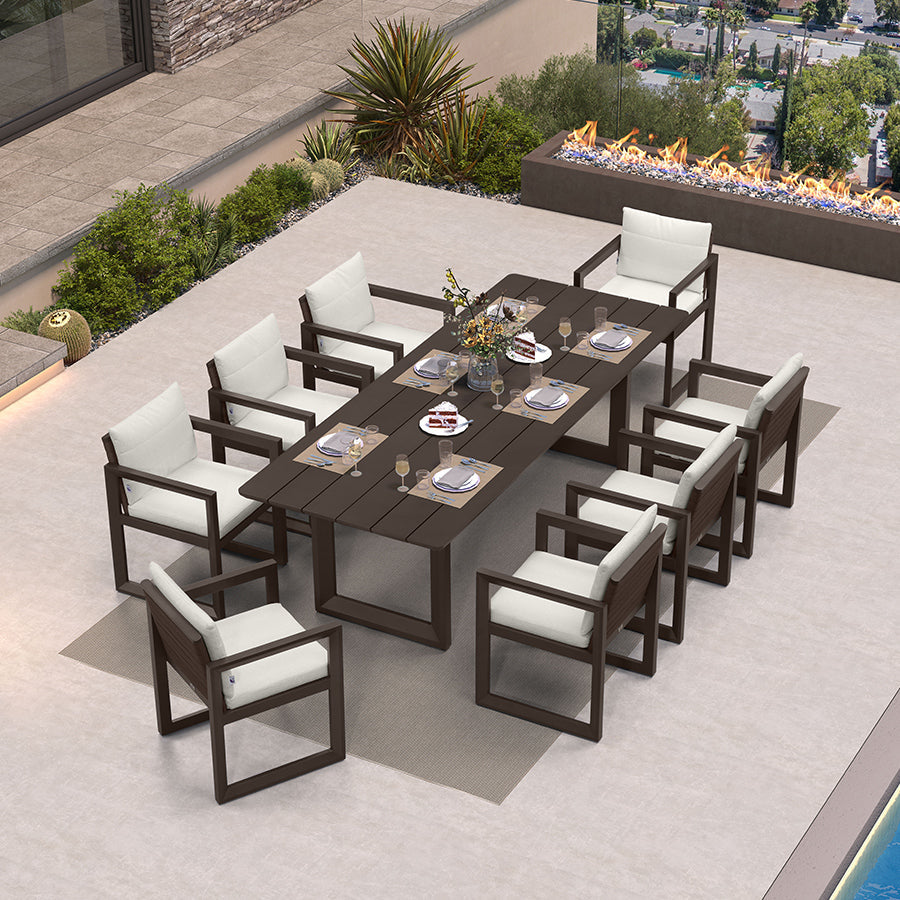 PURPLE LEAF Caesar Outdoor Dining Set Aluminum Luxury Patio Furniture Table and Chairs Set with Olifen Removable Thick Cushion and Pillow Patio Dining Sets for Garden Deck