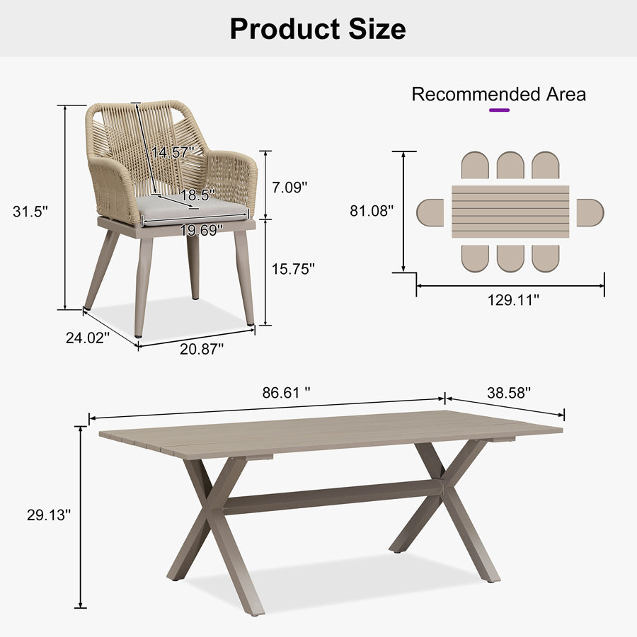 PURPLE LEAF Outdoor Dining Set All-Weather PE Rattan Outdoor Patio Furniture Set with Aluminum Frame