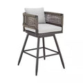 Bar Height Swivel Aluminum Outdoor Bar Stool with Light Gray Cushion