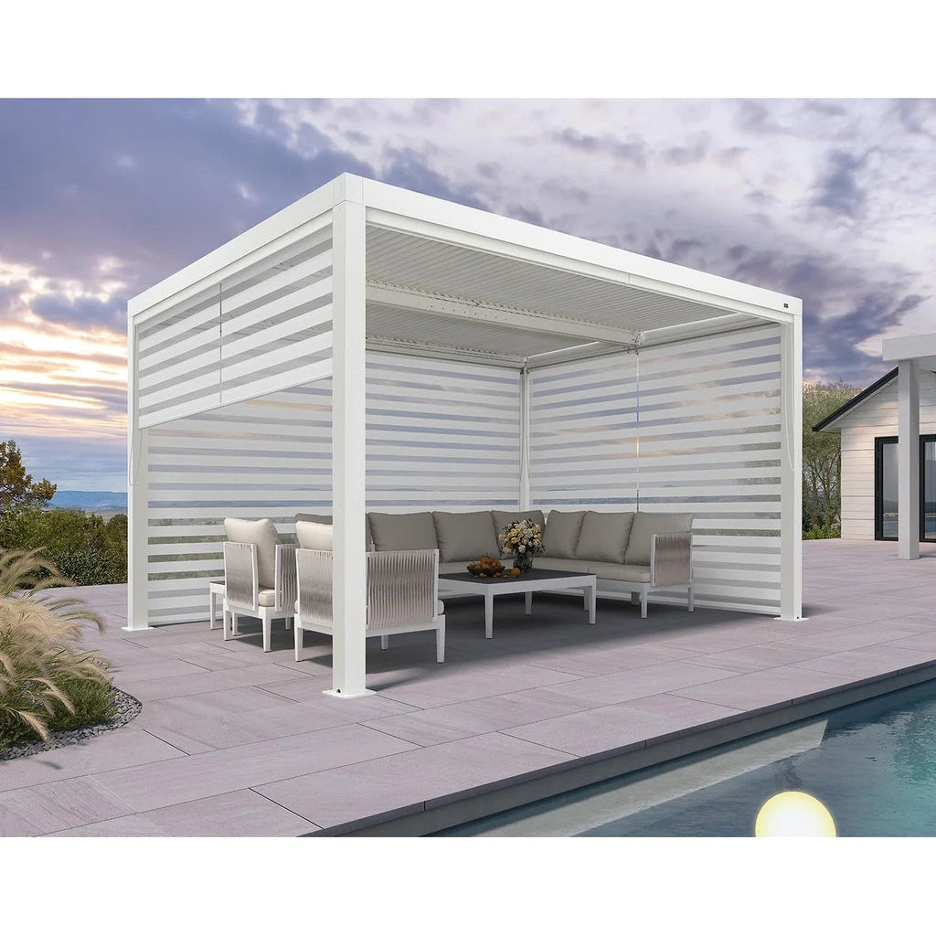 Hanso Home Louvered Pergola Modern White Pergola with Adjustable Roof for Deck Backyard Garden