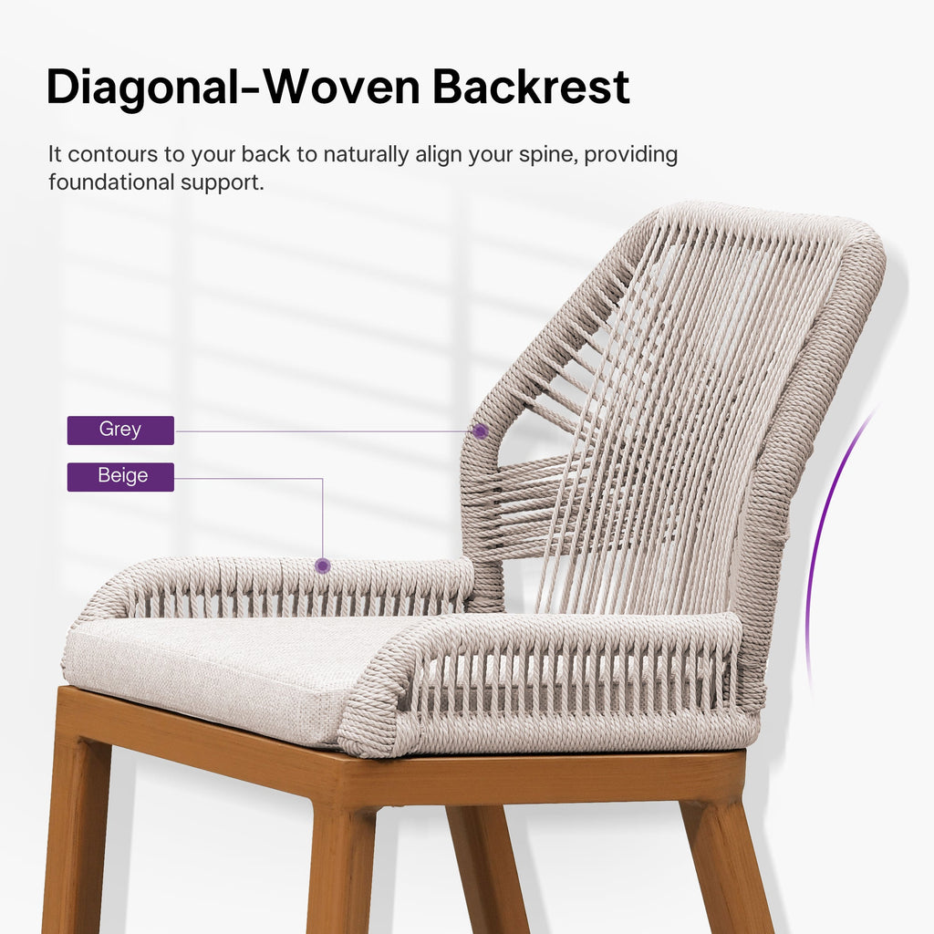 PURPLE LEAF Outdoor Bar Stool Set of 6, Wicker Chairs Bar Chairs with Cushion, All-Weather Patio Furniture kitchen stools